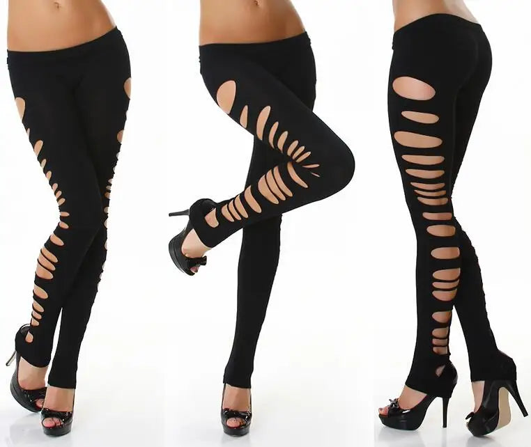 Leggings femme – Leggings "Candy" unis pour l’été, effet déchiré sexy avec découpes, extensibles, taille élastique. Coupe slim moulante, parfaite pour un look tendance et audacieux.🚚Livraison gratuite rapide et s FelizShop