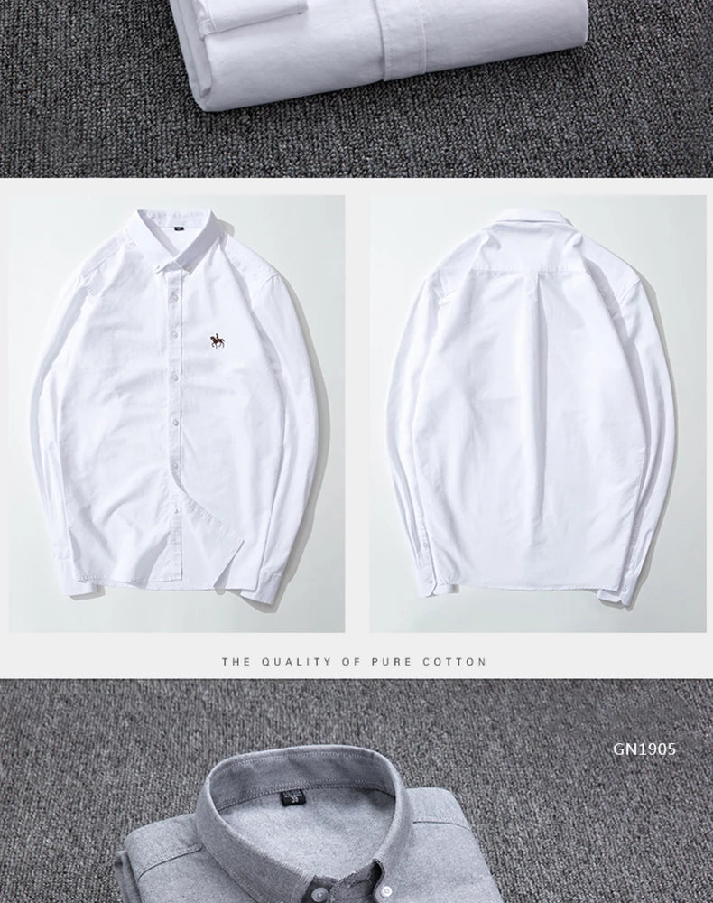 Chemise Homme Grande Taille S-7XL – 100% Coton Oxford, Manches Longues, Coupe Slim – Business & Casual FelizShop