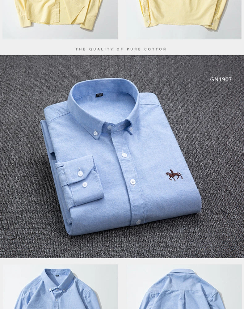 Chemise Homme Grande Taille S-7XL – 100% Coton Oxford, Manches Longues, Coupe Slim – Business & Casual FelizShop