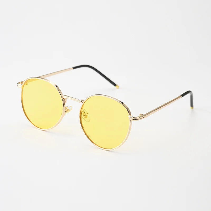100% High Quality Retro Small round Unisex Modern Shades Funky Black Fashion Sunglasses Gold Metal Frame UV400 Lenses for Women 🚚 Livraison rapide en 8 à 12 jours ouvrés depuis la France FelizShop