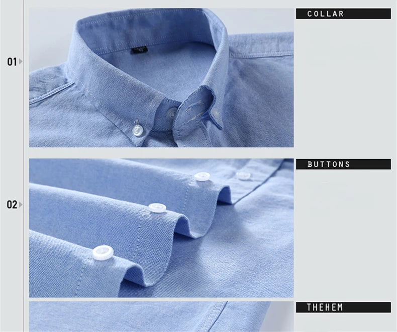 Chemise Homme Grande Taille S-7XL – 100% Coton Oxford, Manches Longues, Coupe Slim – Business & Casual FelizShop