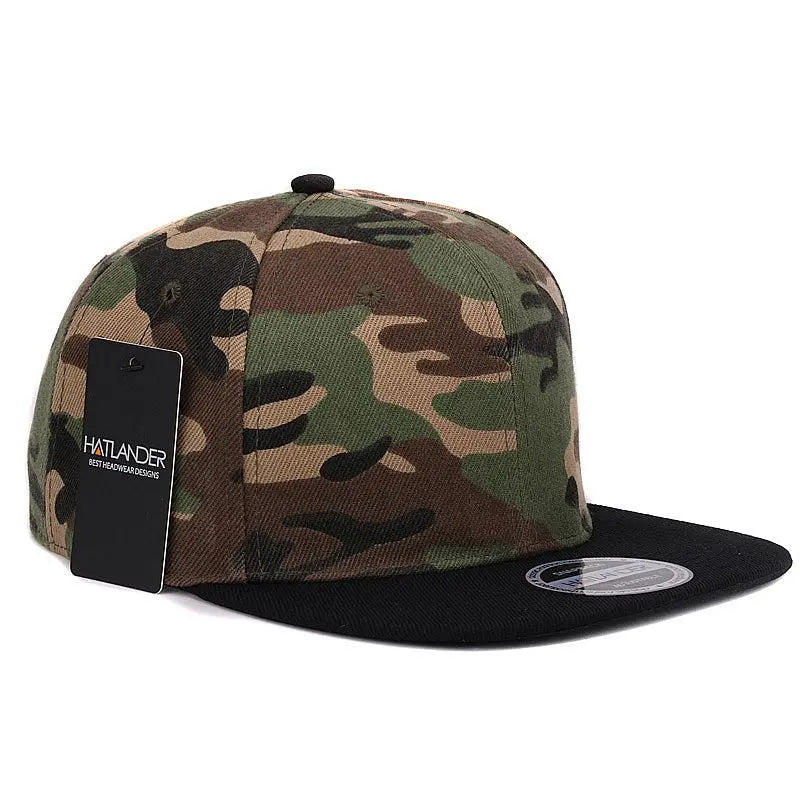 Casquette HATLANDER camouflage snapback en polyester – Casquette plate de baseball camouflage sans broderie – Casquette homme et femme🚚 Livraison rapide FelizShop