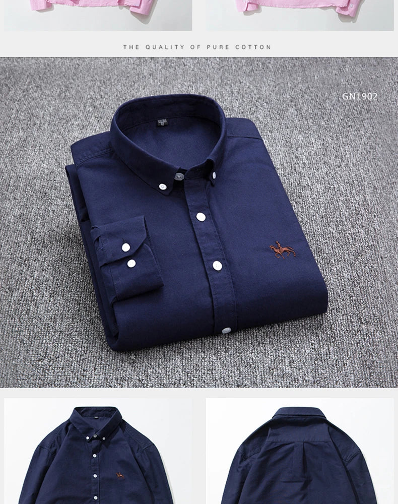 Chemise Homme Grande Taille S-7XL – 100% Coton Oxford, Manches Longues, Coupe Slim – Business & Casual FelizShop