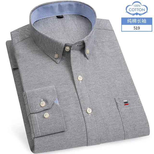 Chemise Homme Grande Taille S-7XL – 100% Coton Oxford, Manches Longues, Coupe Slim – Business & Casual FelizShop