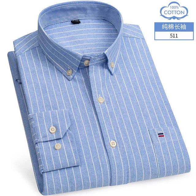 Chemise Homme Grande Taille S-7XL – 100% Coton Oxford, Manches Longues, Coupe Slim – Business & Casual FelizShop