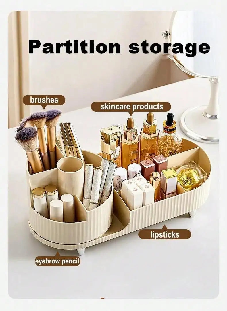 Organisateur de Maquillage Rotatif – Grande Capacité & Support Pinceaux – Rangement Élégant pour Coiffeuse🚚 Livraison rapide en 8 à 12 jours ouvrés depuis la France FelizShop