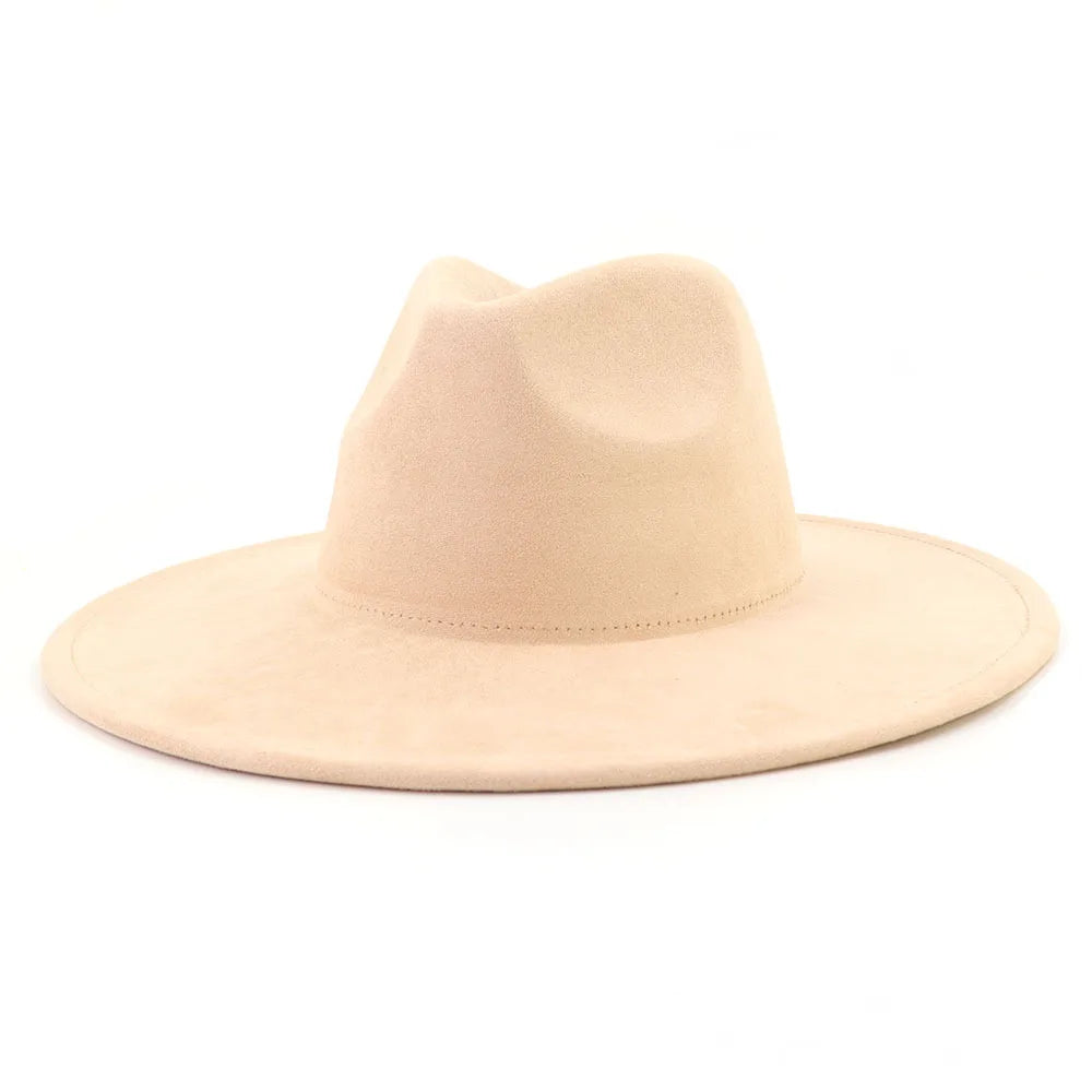 9.5 CM Big Brim Jazz Fedora Hats Men Suede Fabric Heart Top Felt Cap Women Luxury Designer Brand Party Green Fascinator Hats FelizShop