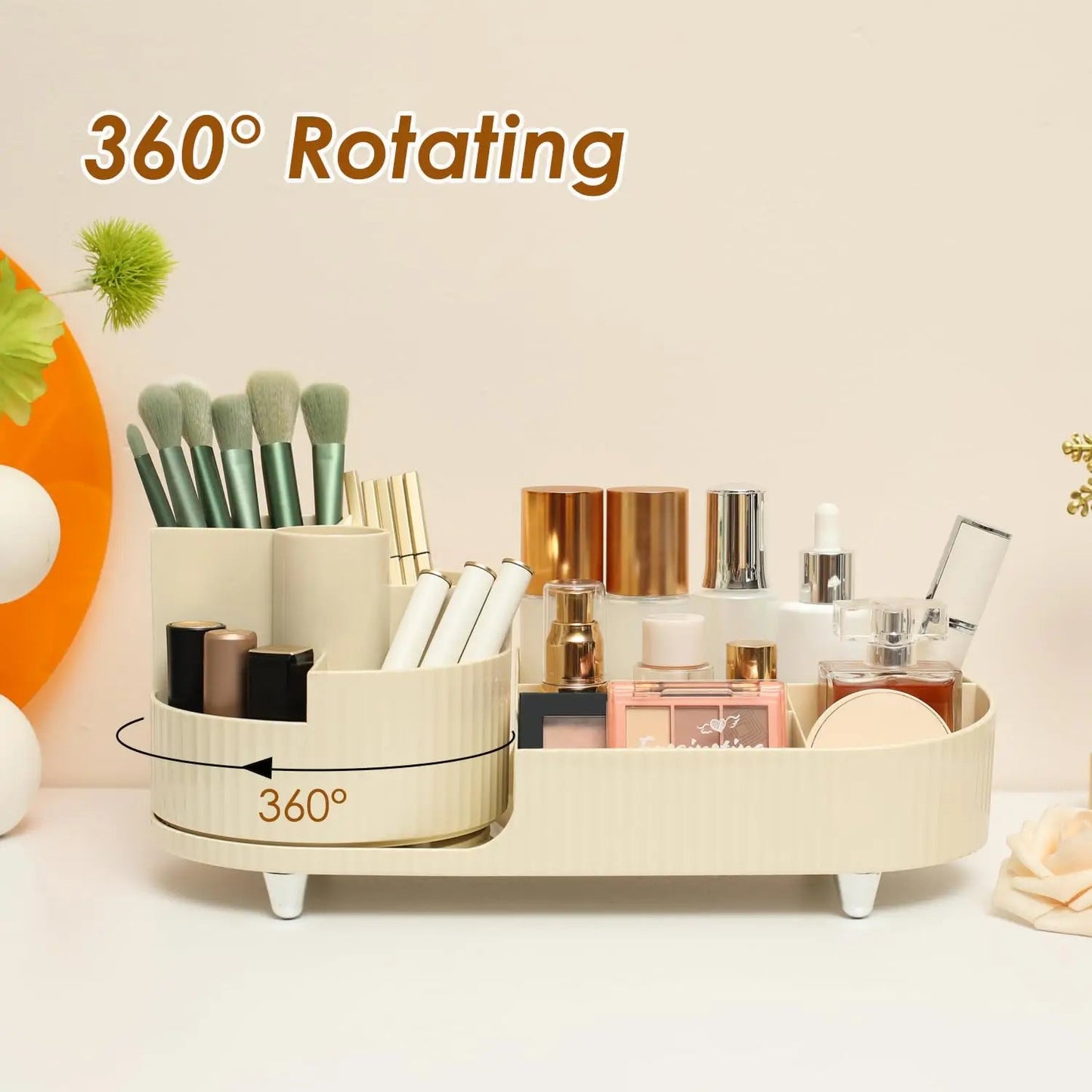 Organisateur de Maquillage Rotatif – Grande Capacité & Support Pinceaux – Rangement Élégant pour Coiffeuse🚚 Livraison rapide en 8 à 12 jours ouvrés depuis la France FelizShop