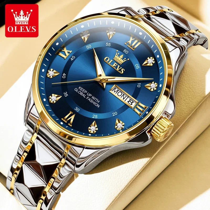 Montres Couple OLEVS 2906 – Montre Homme & Femme Quartz Luxe Étanche Acier FelizShop