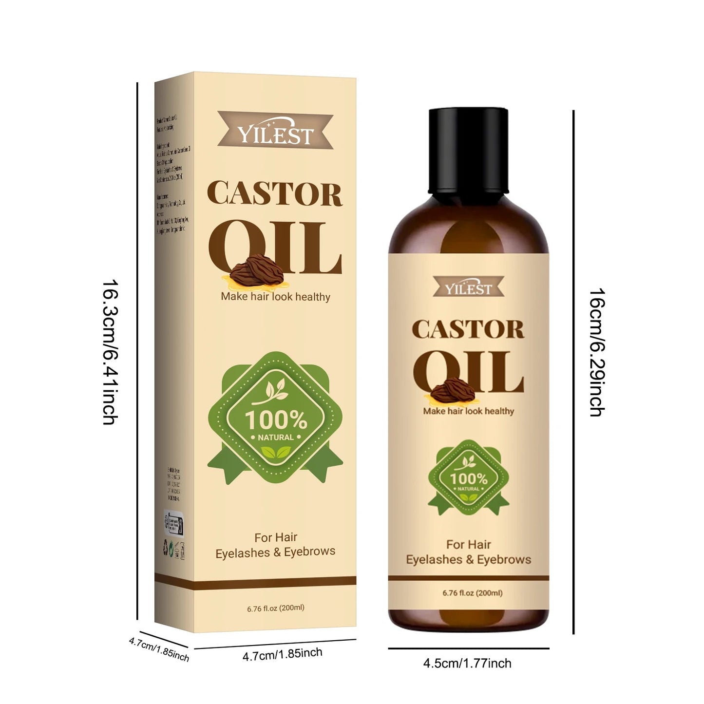 Huile de Ricin Naturelle YILEST 200ml – Soin Multi-Usages pour Cheveux, Cils, Sourcils & Peau🚚 Livraison rapide en 8 à 12 jours ouvrés depuis la France FelizShop