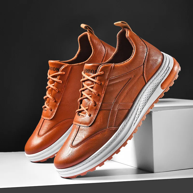 Sneakers en cuir PU pour homme — Chaussures business casual — Baskets respirantes d’extérieur — Mocassins mode pour homme — Chaussures de marche🚚 Livraison rapide FelizShop