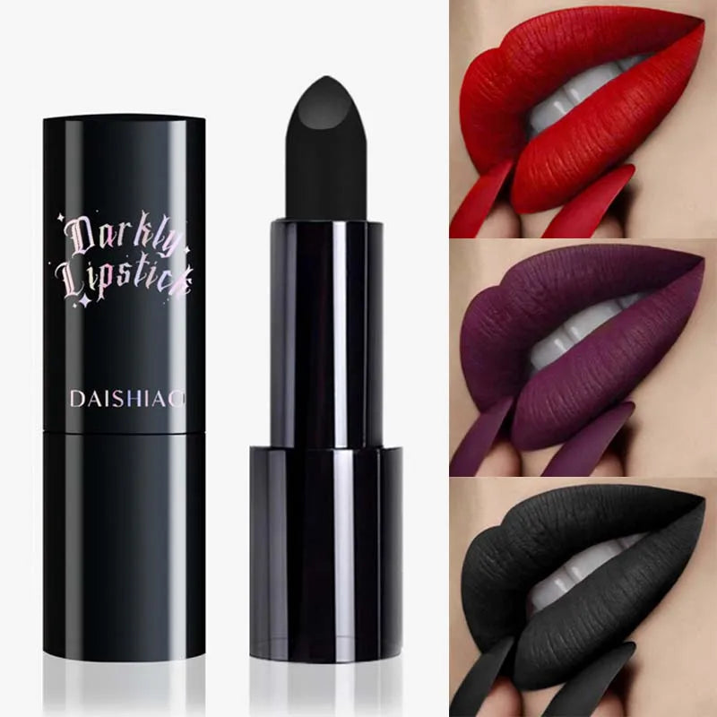 Rouge à Lèvres Mat Noir & Violet – Spécial Halloween | Waterproof & Longue Tenue | Look Gothique & Dramatique🚚 Livraison rapide FelizShop
