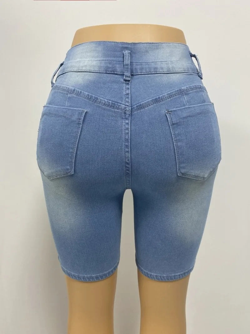 Short en Jean Femme – Taille Haute, Effet Push-Up, Tissu Élastique, Coupe Slim Déchirée, Look Mode & Féminin🚚 Livraison rapide en 8 à 12 jours ouvrés depuis la France FelizShop