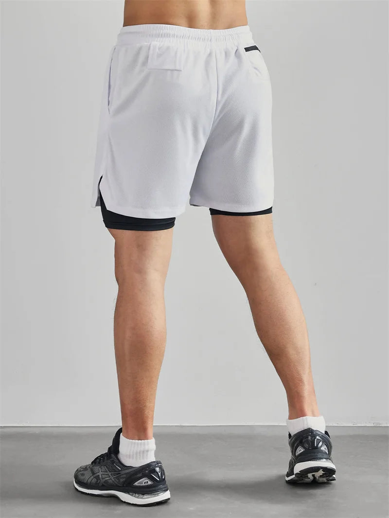 Shorts de compression homme avec poche téléphone — Sports, boucle serviette, entraînement gym — Imprimé été 2 en 1🚚 Livraison rapide en 8 à 12 jours ouvrés depuis la France FelizShop