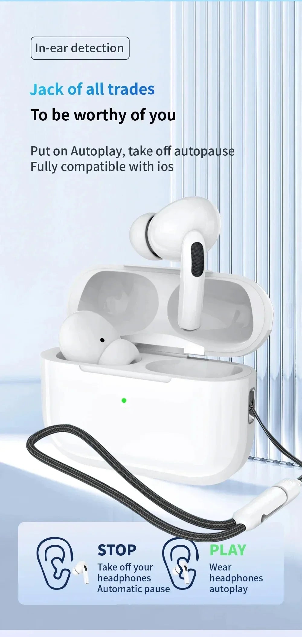 Air Pro True Wireless Bluetooth Earphones Headphones Bin Lanyard HiFi Sound Low Latency Noise Reduction Earbuds for IOS Android FelizShop