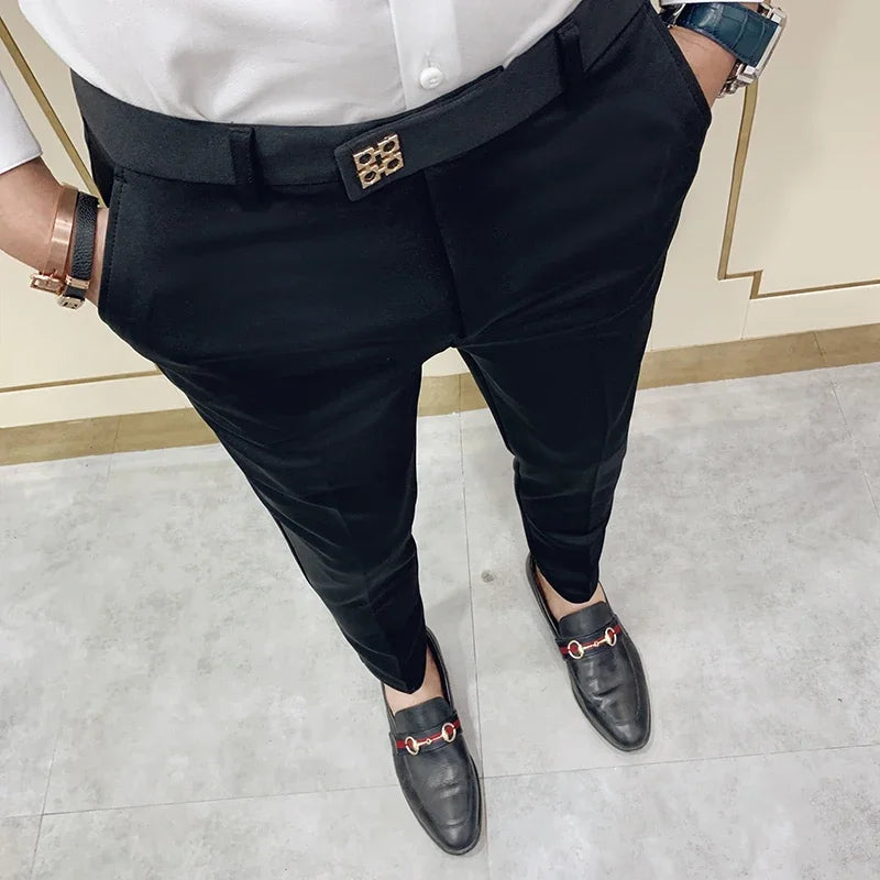 Pantalon Homme Slim Style Coréen – Mode Streetwear, Cheville Découverte🚚 Livraison rapide en 8 à 12 jours ouvrés depuis la France FelizShop