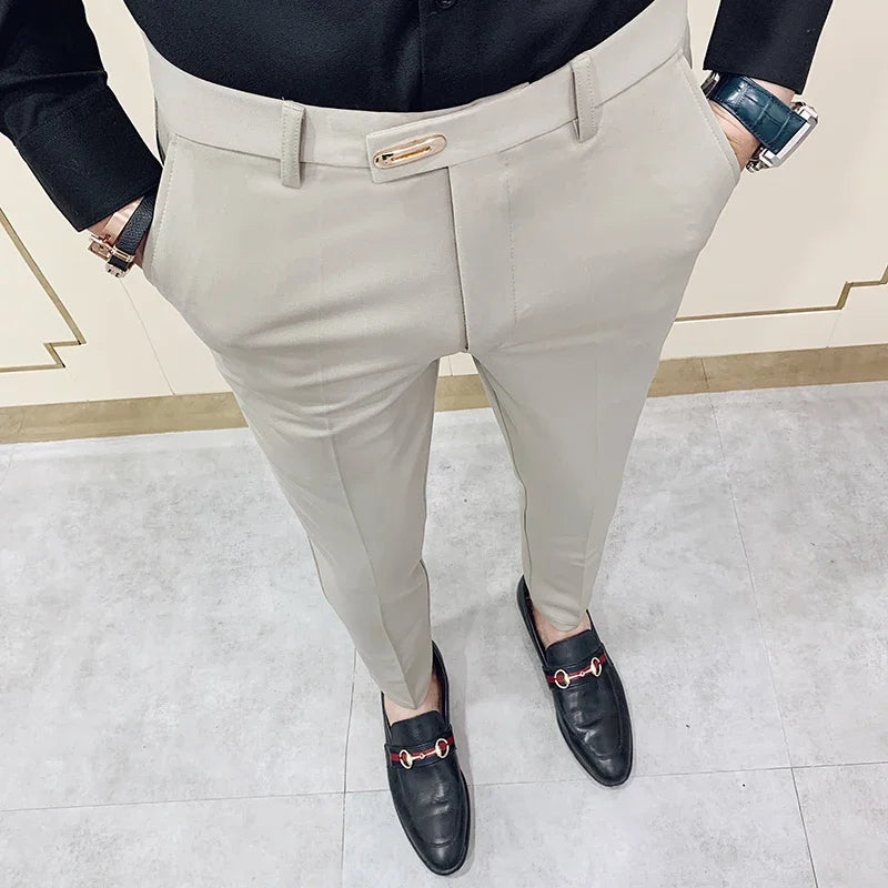 Pantalon Homme Slim Style Coréen – Mode Streetwear, Cheville Découverte🚚 Livraison rapide en 8 à 12 jours ouvrés depuis la France FelizShop