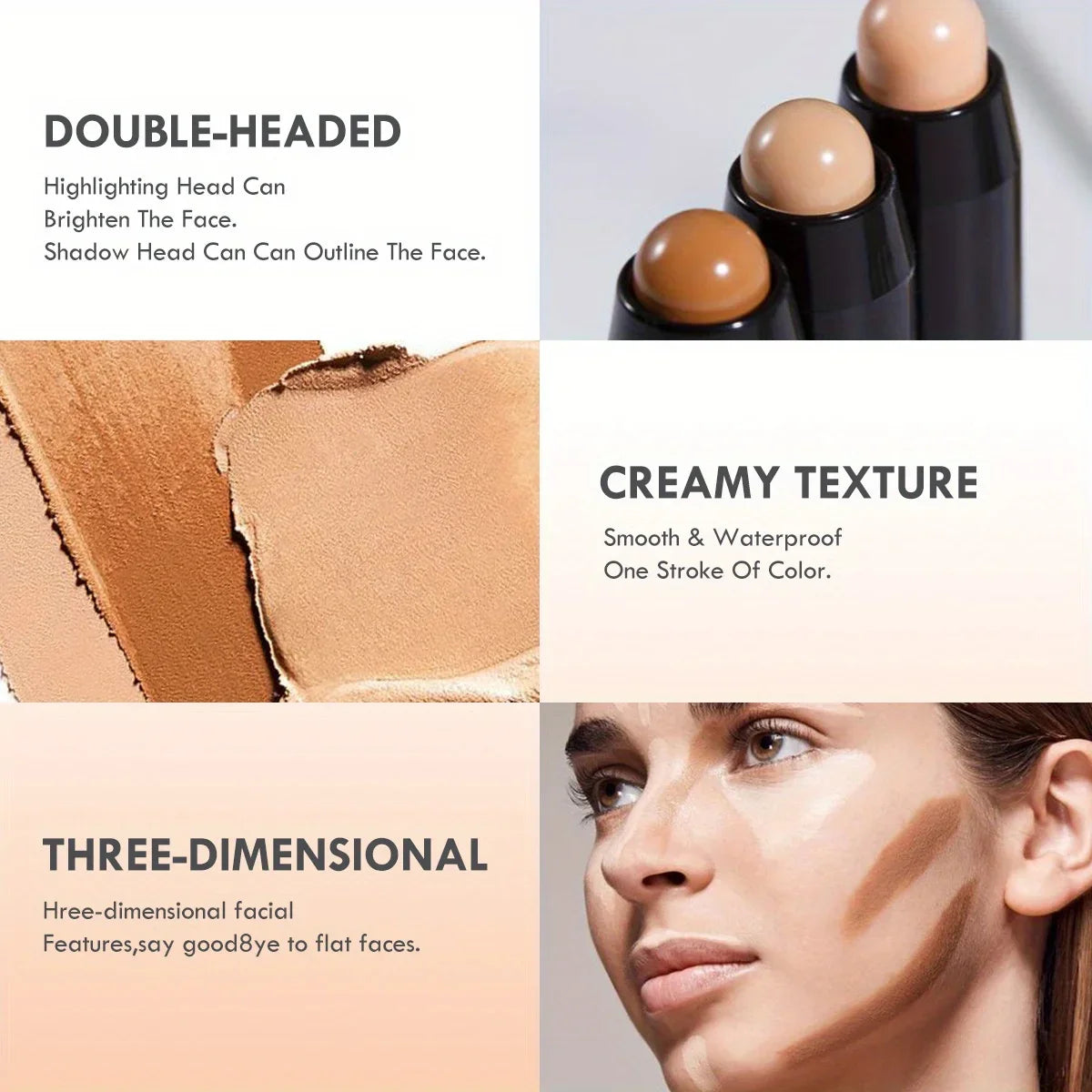 Stylo enlumineur double embout – Maquillage visage liquide waterproof – Contouring, fond de teint, correcteur – Crayon cosmétique 🚚 Livraison rapide en 8 à 12 jours ouvrés depuis la France FelizShop