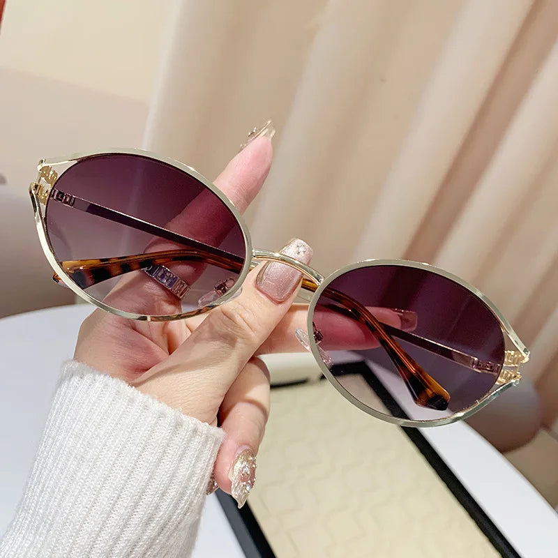 vintage small oval alloy sunglasses women new fashion brand elegant sexy sun glasses ladies trendy driving gradient shades uv400 🚚 Livraison rapide en 8 à 12 jours ouvrés depuis la France FelizShop