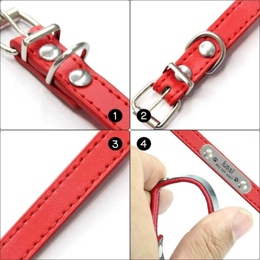 Collier Personnalisé pour Chien & Chat – Gravure Nom + Anti-Perte – Simili Cuir Rose (Taille S à L) 🚚 Livraison rapide en 8 à 12 jours ouvrés depuis la France FelizShop
