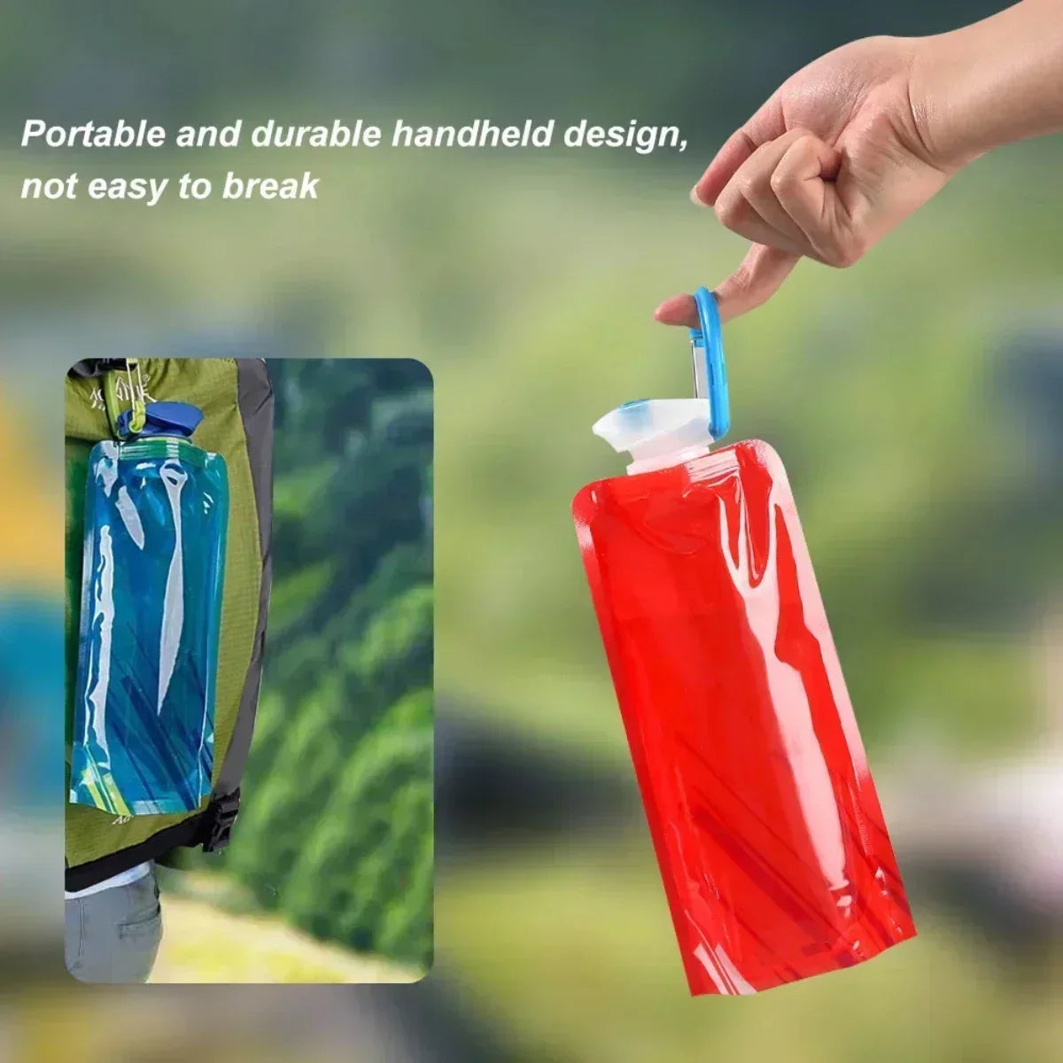 Gourde souple pliable portable 700 ml — Sac d’eau réutilisable pour activités outdoor — Avec mousqueton 🚚 Livraison rapide en 8 à 12 jours ouvrés depuis la France FelizShop