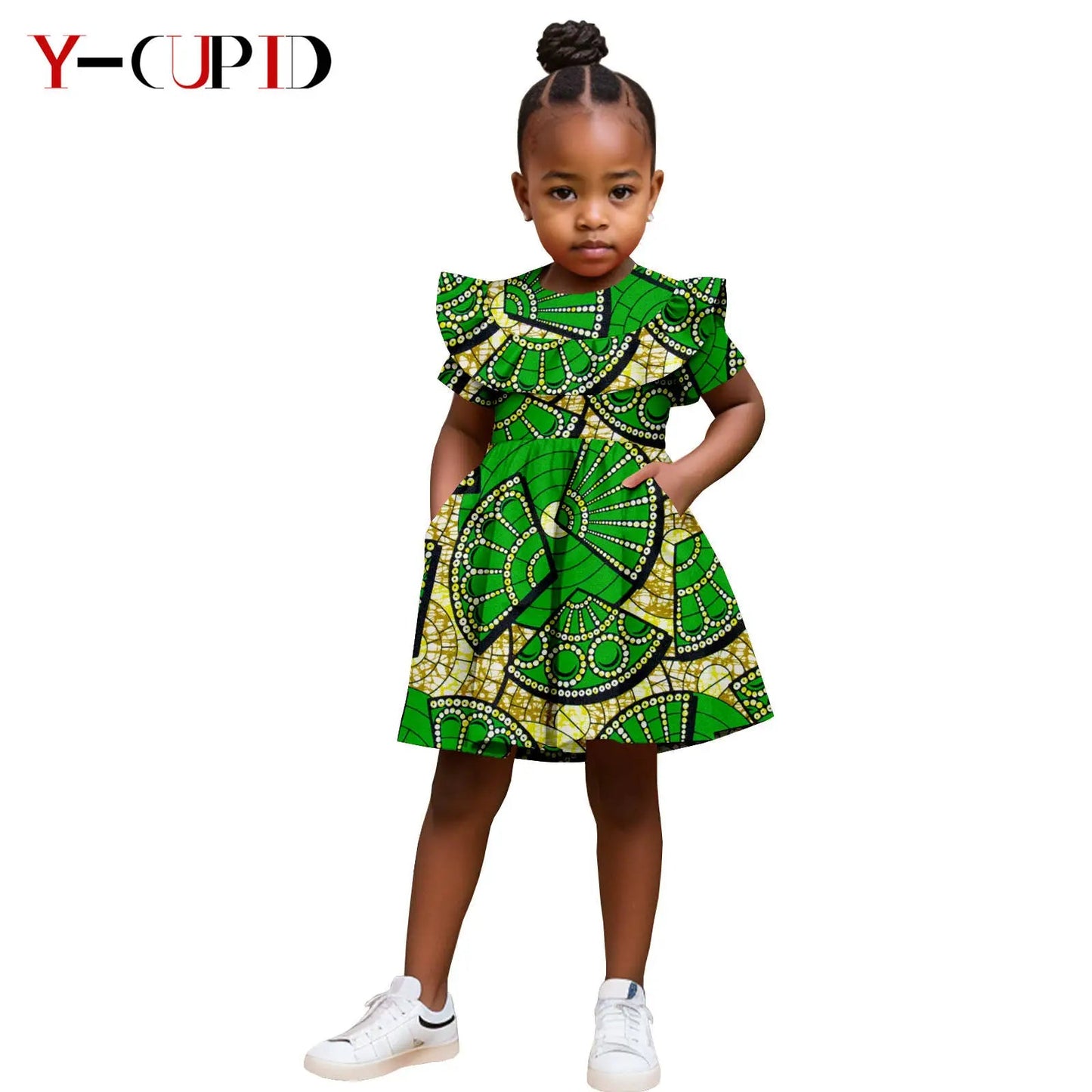 Robe Africaine Fille – Imprimé Wax Dashiki à Volants Été FelizShop