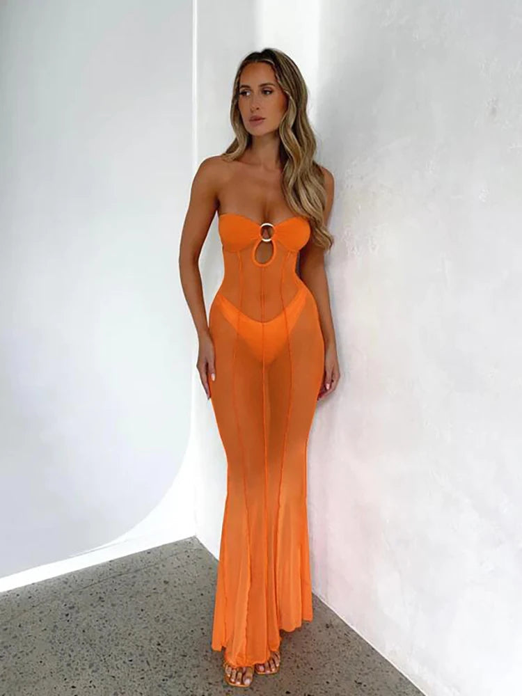 Robe longue en mesh élégante Nibber pour femmes — Mode sexy transparente — Robe maxi pour soirée, fête, streetwear — Nouveauté 2023 🚚 Livraison rapide en 8 à 12 jours ouvrés depuis la France FelizShop