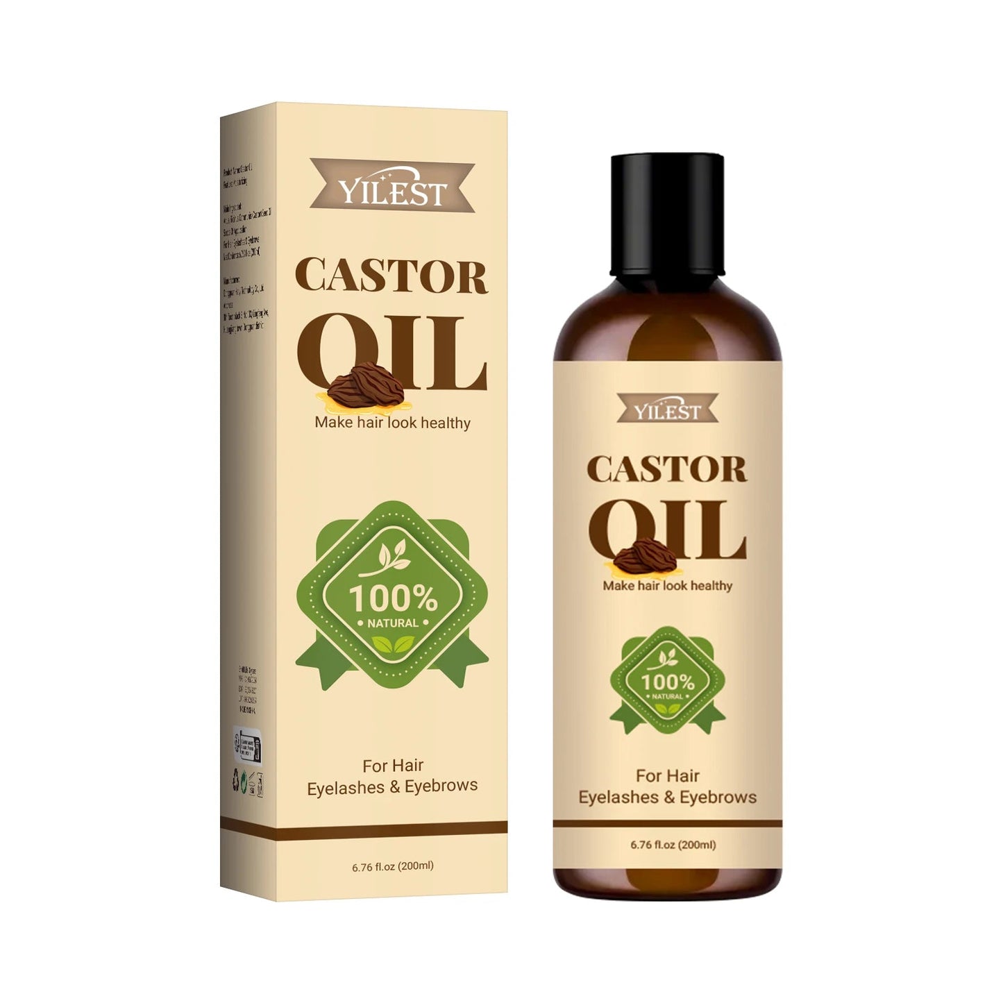 Huile de Ricin Naturelle YILEST 200ml – Soin Multi-Usages pour Cheveux, Cils, Sourcils & Peau🚚 Livraison rapide en 8 à 12 jours ouvrés depuis la France FelizShop