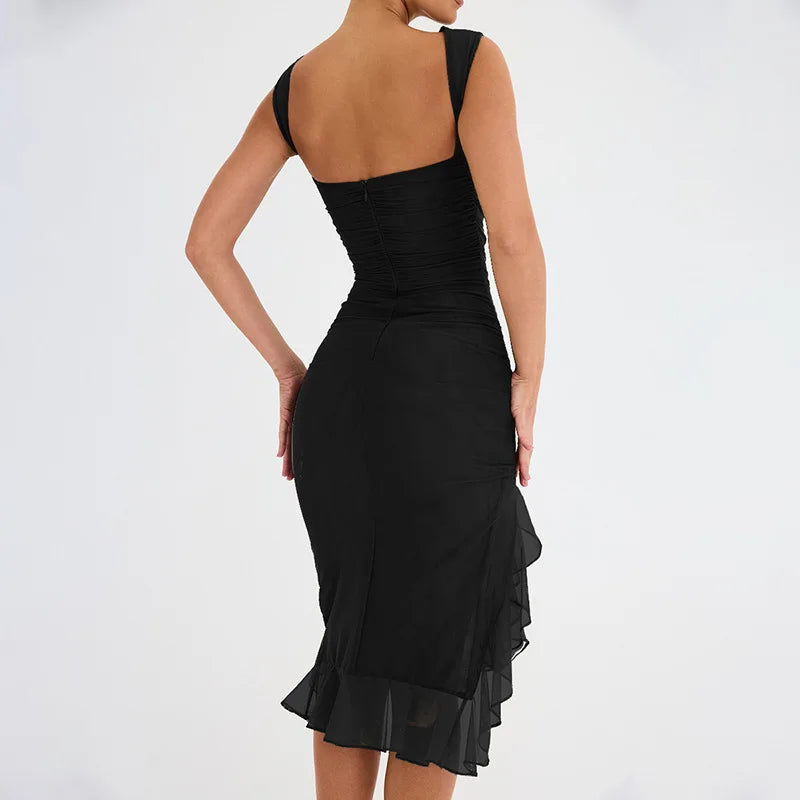 Robe Midi Femme Élégante – Volants & Fronces | Dos Nu & Sans Manches
Tailles : S à XL
Longueur : midi (environ 110 cm)
Matière : tissu fluide et léger, agréable pour l’été
Style : dos nu, sans manches, coupe irré FelizShop