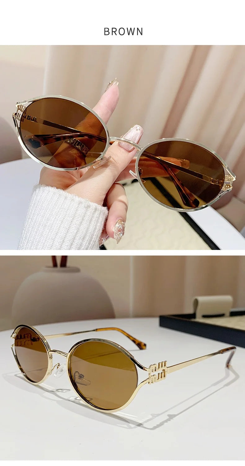 vintage small oval alloy sunglasses women new fashion brand elegant sexy sun glasses ladies trendy driving gradient shades uv400 🚚 Livraison rapide en 8 à 12 jours ouvrés depuis la France FelizShop