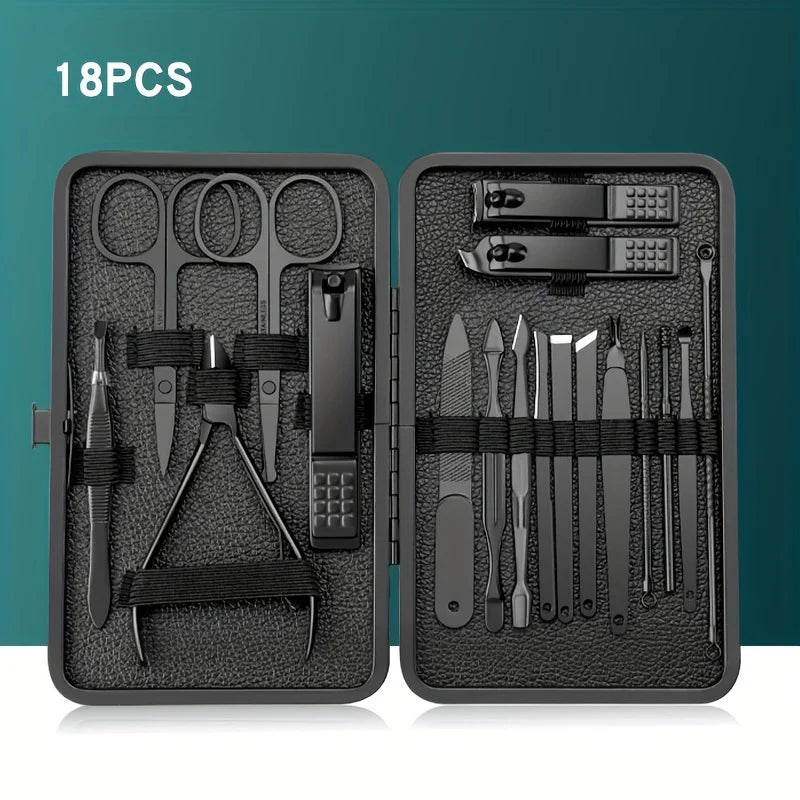Set de manucure professionnel 7/10/12/18/20/24 pièces – Kit en acier inoxydable pour ongles des mains et des pieds – Avec étui en cuir portable 🚚 Livraison rapide en 8 à 12 jours ouvrés depuis la France FelizShop