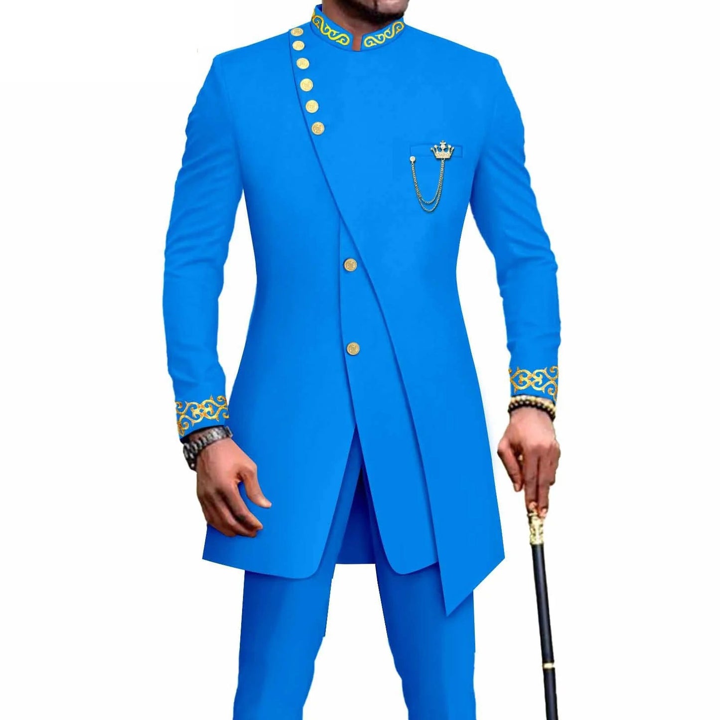 Costume Africain Homme – Blazer Brodé & Pantalon Slim FelizShop