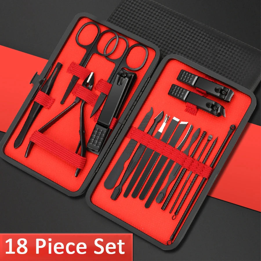 Set de manucure professionnel 7/10/12/18/20/24 pièces – Kit en acier inoxydable pour ongles des mains et des pieds – Avec étui en cuir portable 🚚 Livraison rapide en 8 à 12 jours ouvrés depuis la France FelizShop