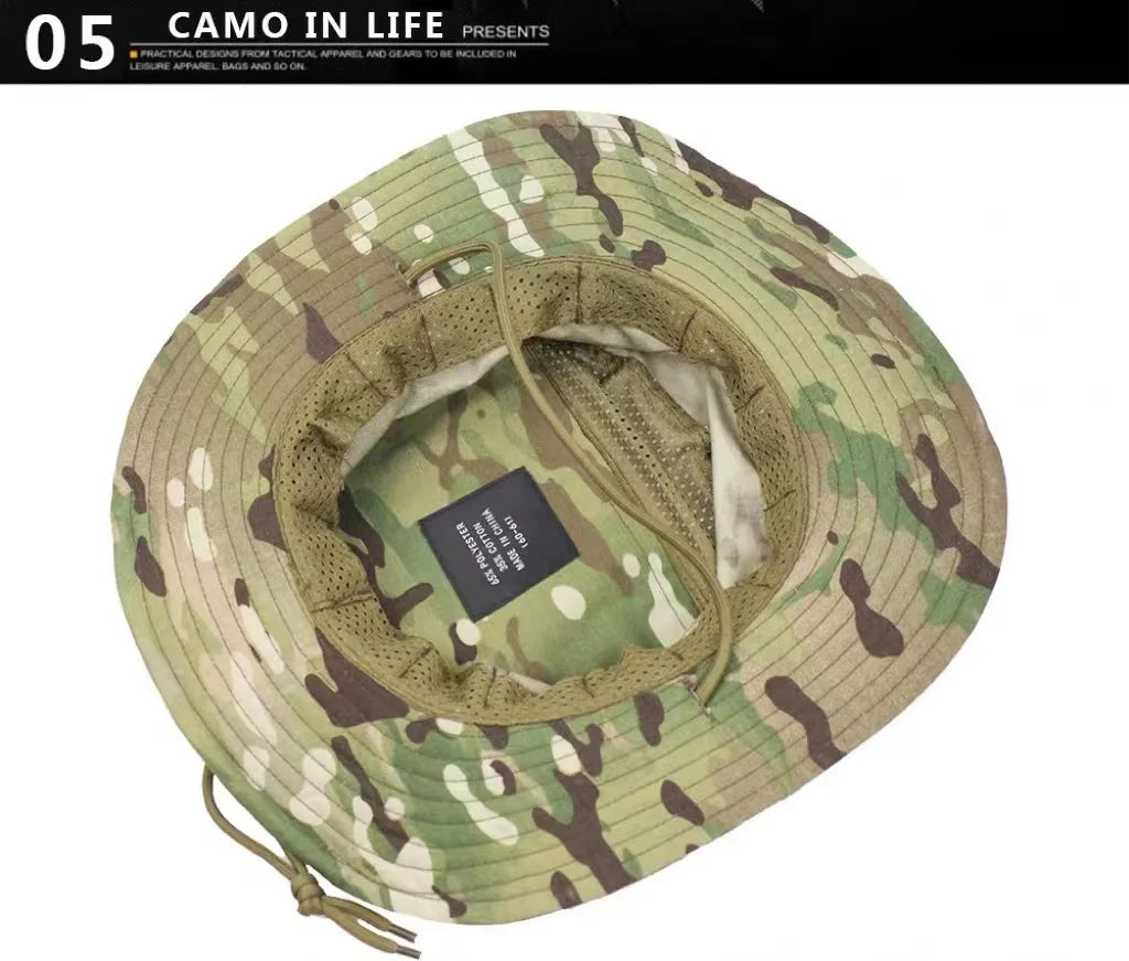 Nouvelle casquette 2025 camouflage tactique – Casquette de type Bonnie à poche carrée – Chapeau bob multicam pour la pêche, la randonnée et les activités de plein air – Protection solaire🚚 Livraison rapide FelizShop