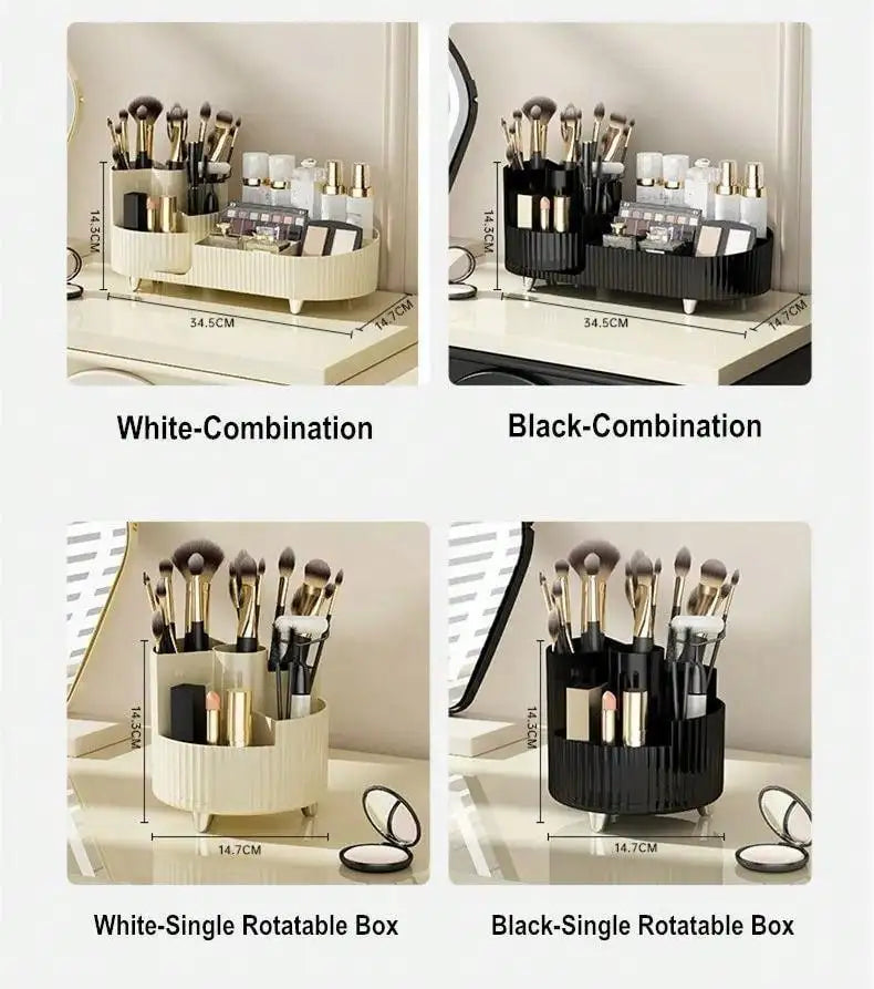 Organisateur de Maquillage Rotatif – Grande Capacité & Support Pinceaux – Rangement Élégant pour Coiffeuse🚚 Livraison rapide en 8 à 12 jours ouvrés depuis la France FelizShop