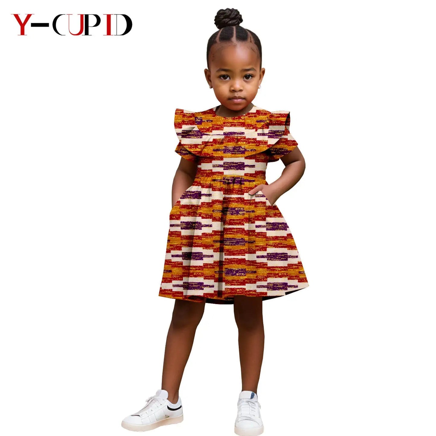 Robe Africaine Fille – Imprimé Wax Dashiki à Volants Été FelizShop