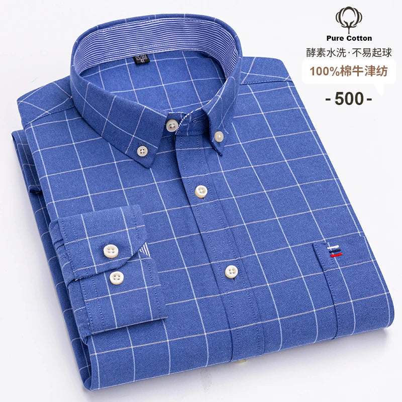 Chemise Homme Grande Taille S-7XL – 100% Coton Oxford, Manches Longues, Coupe Slim – Business & Casual FelizShop