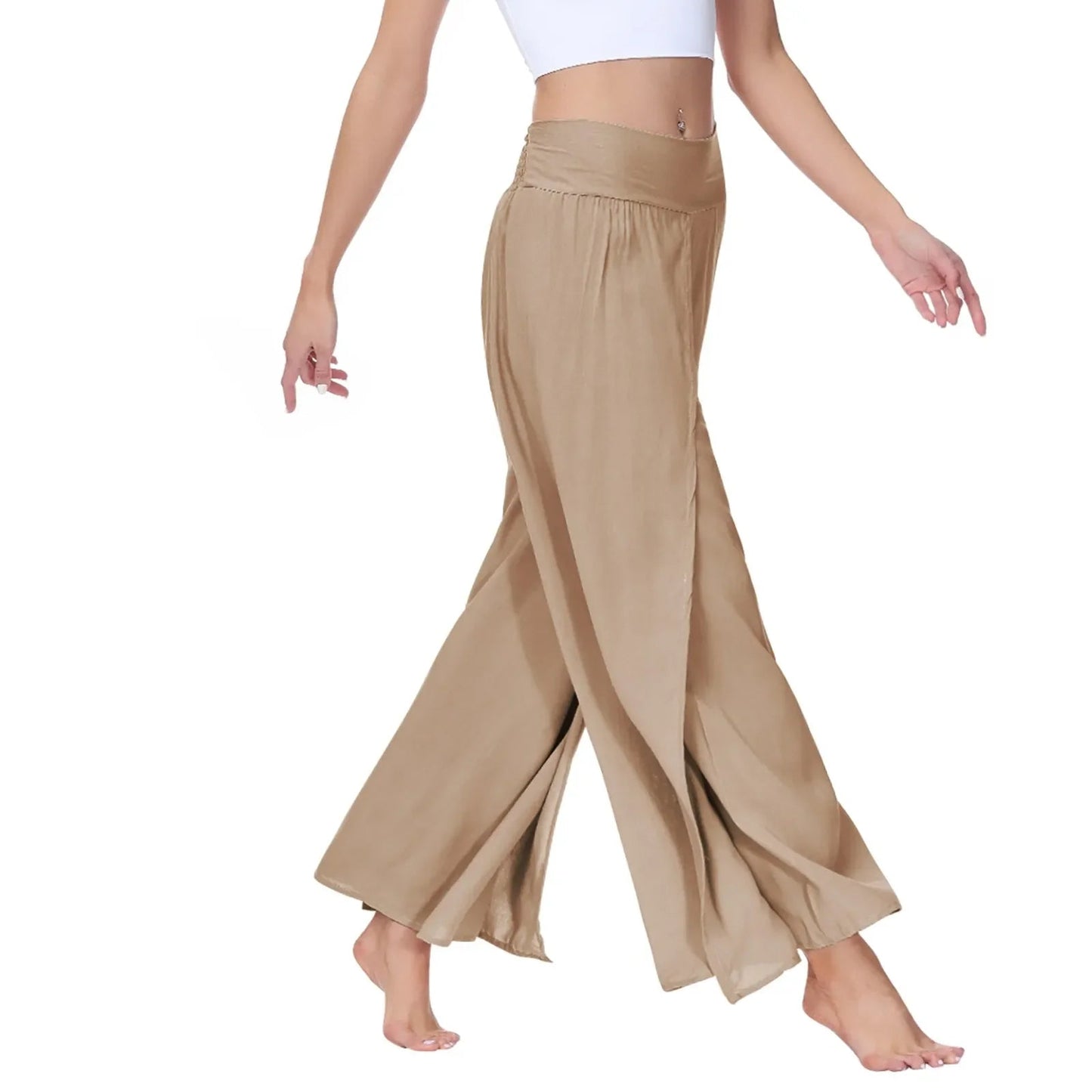 Pantalon Palazzo Femme Taille Haute – Plissé & Évasé | Style Plage
Tailles : S à XL
Matière : tissu léger, fluide et élastique
Coupe : taille haute, jambes larges évasées avec fentes latérales
Style : pantalon amp FelizShop