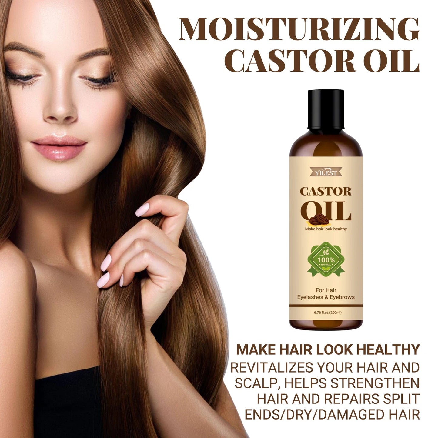 Huile de Ricin Naturelle YILEST 200ml – Soin Multi-Usages pour Cheveux, Cils, Sourcils & Peau🚚 Livraison rapide en 8 à 12 jours ouvrés depuis la France FelizShop