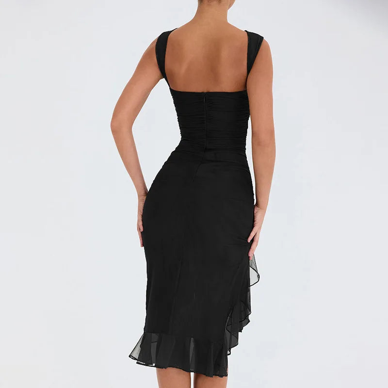 Robe Midi Femme Élégante – Volants & Fronces | Dos Nu & Sans Manches
Tailles : S à XL
Longueur : midi (environ 110 cm)
Matière : tissu fluide et léger, agréable pour l’été
Style : dos nu, sans manches, coupe irré FelizShop