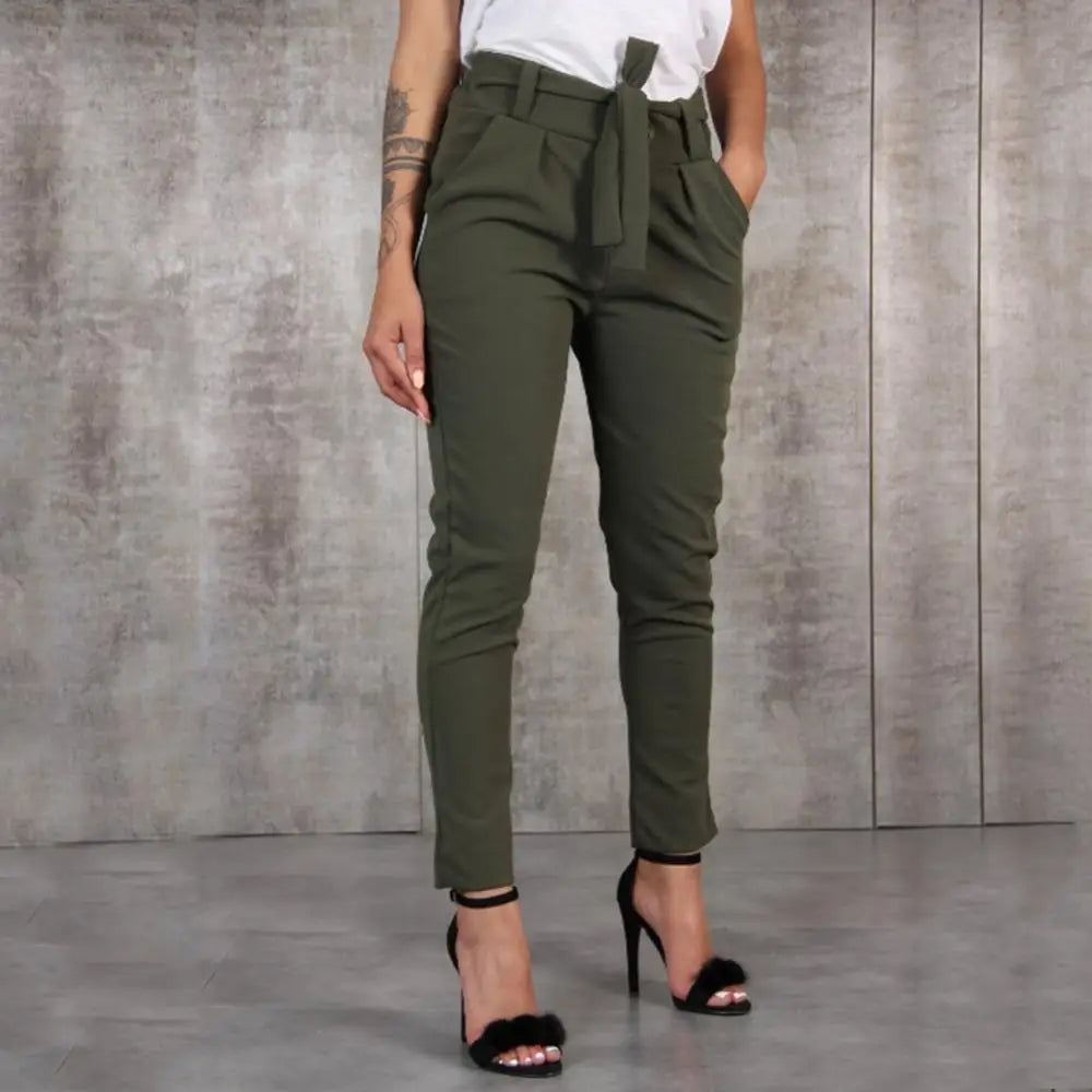 Pantalon femme 2024 – Pantalon slim décontracté en chiffon léger, taille haute, idéal pour le printemps, l’été et l’automne. Disponible en noir, kaki et vert.🚚Livraison gratuite rapide et sécurisé FR FelizShop