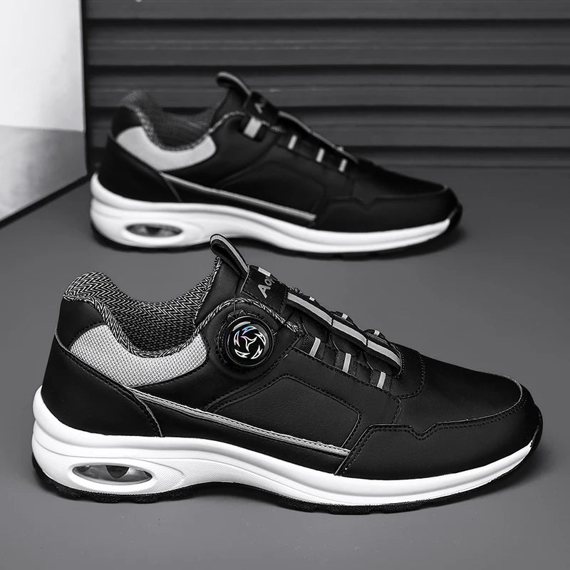 Chaussures de Sport Homme 2025 – Cuir Imperméable, Design Élastique avec Fermeture Tournante, Semelle à Coussin d’Air, Absorption des Chocs, Look Urbain Classique🚚 Livraison rapide en 8 à 12 jours ouvrés depuis la FelizShop