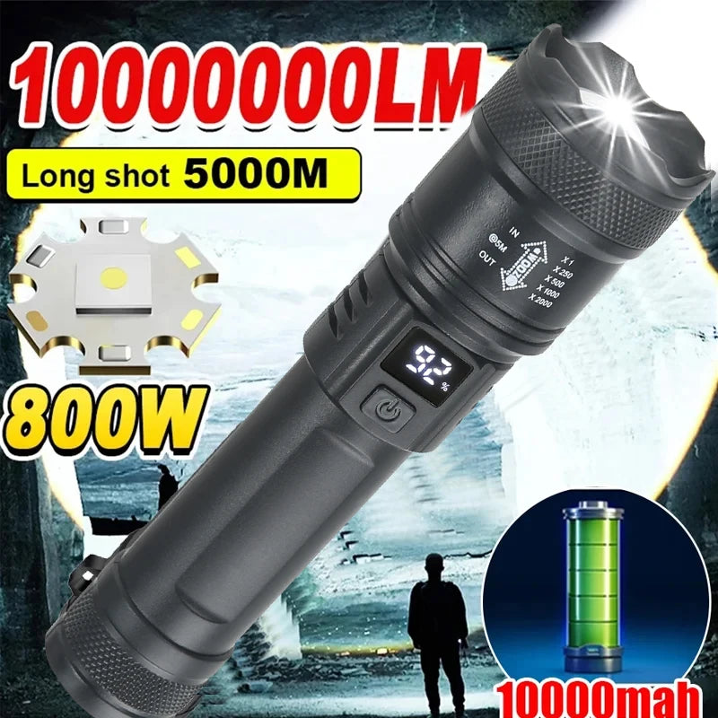 High Strong Power Led Flashlights 2000LM Tactical Torch with Display Light USB Charging Camping Fishing Emergency Zoom Lantern🚚Livraison gratuite rapide et sécurisé FR FelizShop