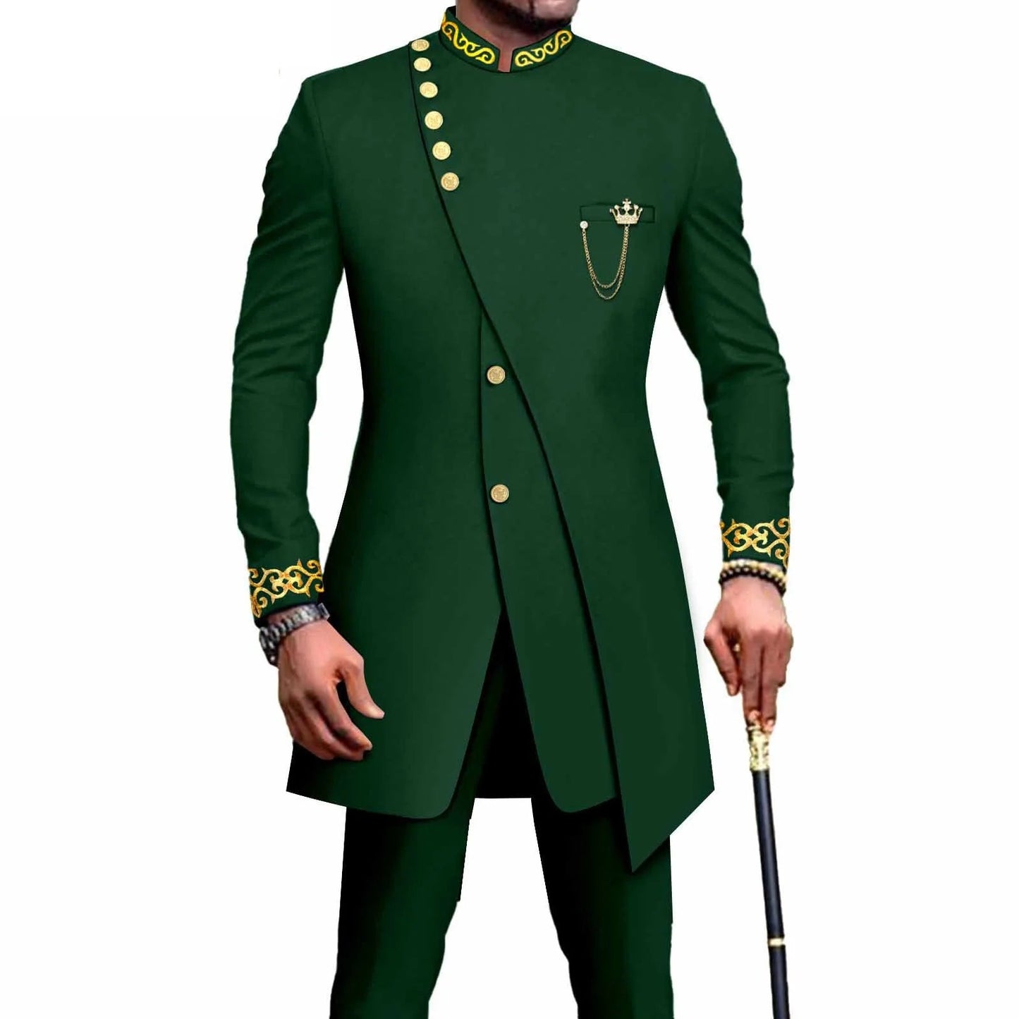 Costume Africain Homme – Blazer Brodé & Pantalon Slim FelizShop