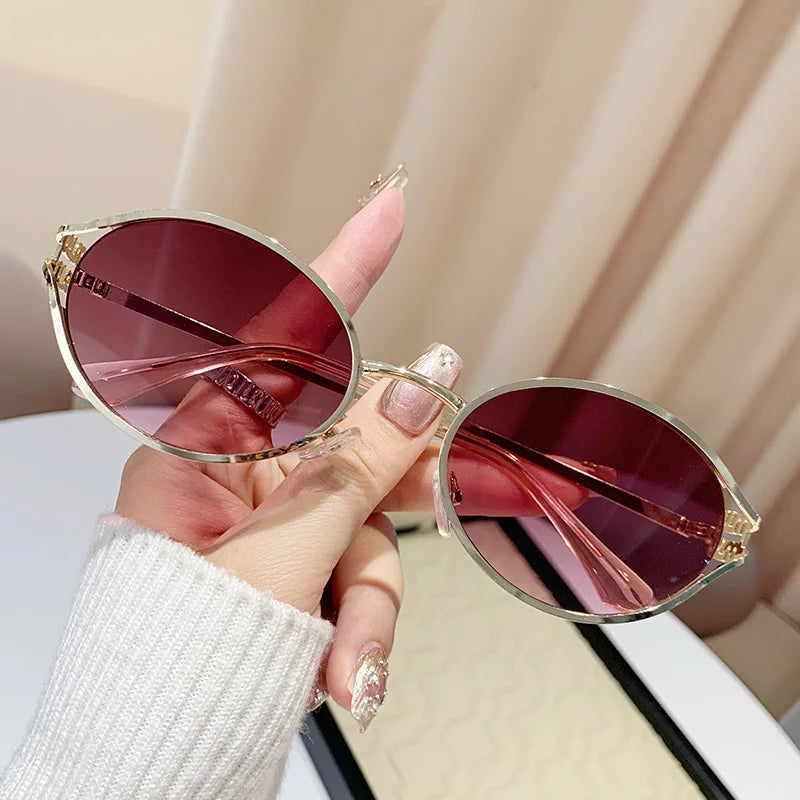 vintage small oval alloy sunglasses women new fashion brand elegant sexy sun glasses ladies trendy driving gradient shades uv400 🚚 Livraison rapide en 8 à 12 jours ouvrés depuis la France FelizShop