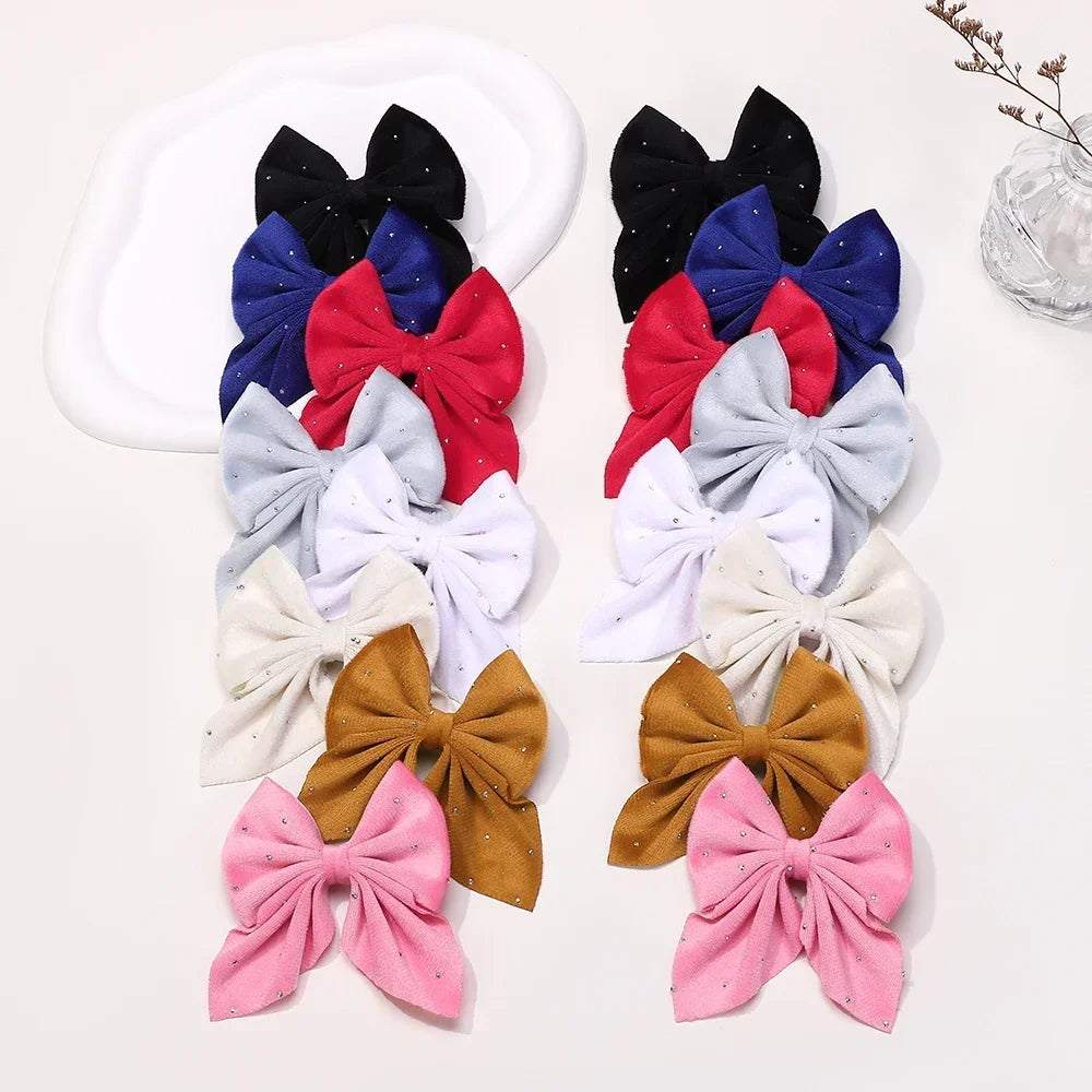 Barrettes Nœud Rouge Velours pour Fille – Lot de 2 Accessoires Cheveux à Pois Étoilés FelizShop