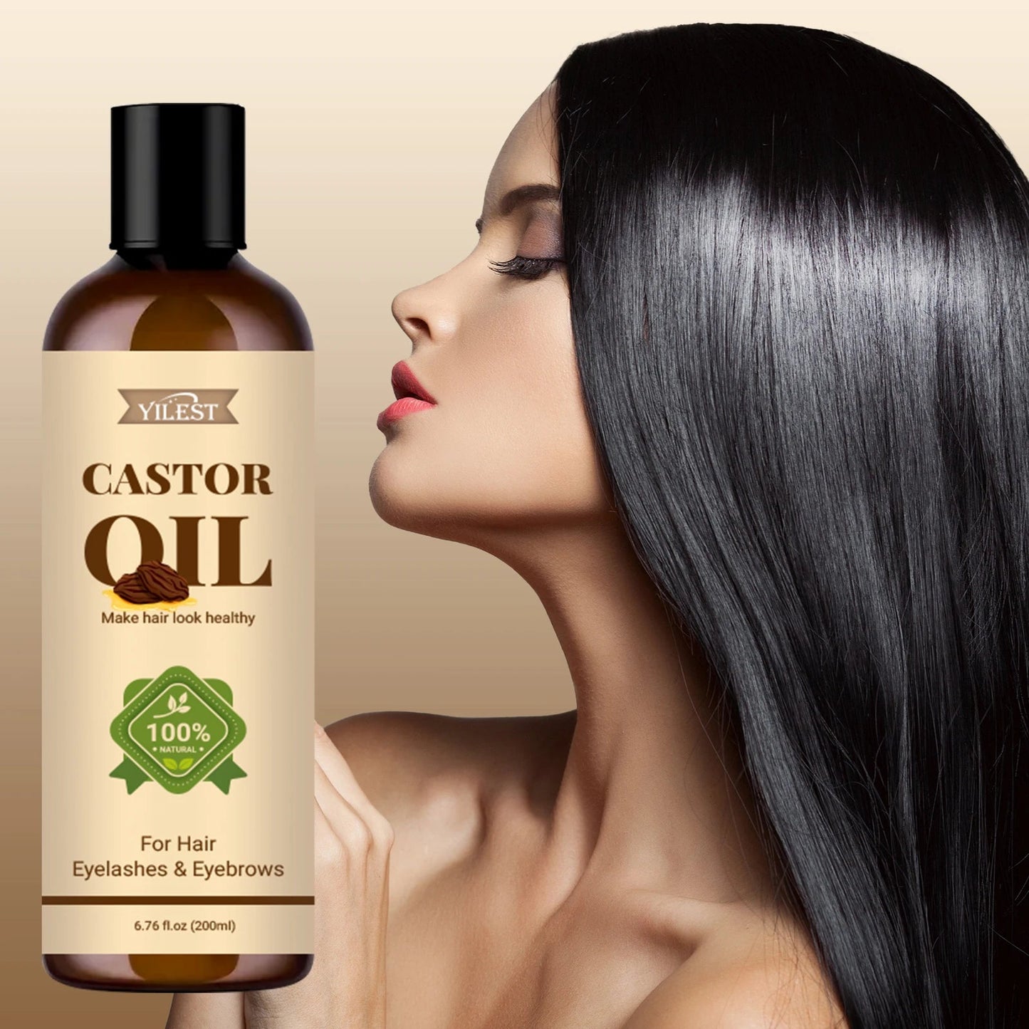 Huile de Ricin Naturelle YILEST 200ml – Soin Multi-Usages pour Cheveux, Cils, Sourcils & Peau🚚 Livraison rapide en 8 à 12 jours ouvrés depuis la France FelizShop