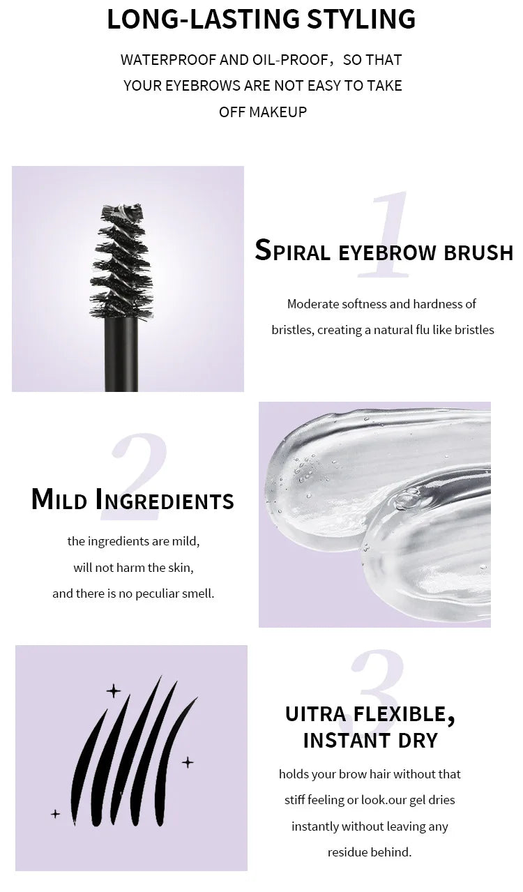 Gel à sourcils transparent – Fixation longue durée, waterproof, séchage rapide – Maquillage des yeux 🚚 Livraison rapide en 8 à 12 jours ouvrés depuis la France FelizShop