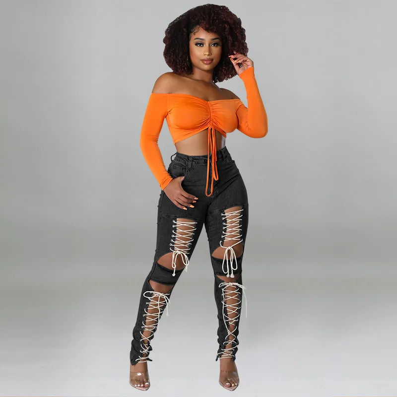 Women's Lace Up Skinny Jeans Stretch Distressed Destroyed Denim Pants Sexy Daily Date Street Going Out Night Club Party Jeans
🚚Livraison gratuite rapide et sécurisé FR FelizShop
