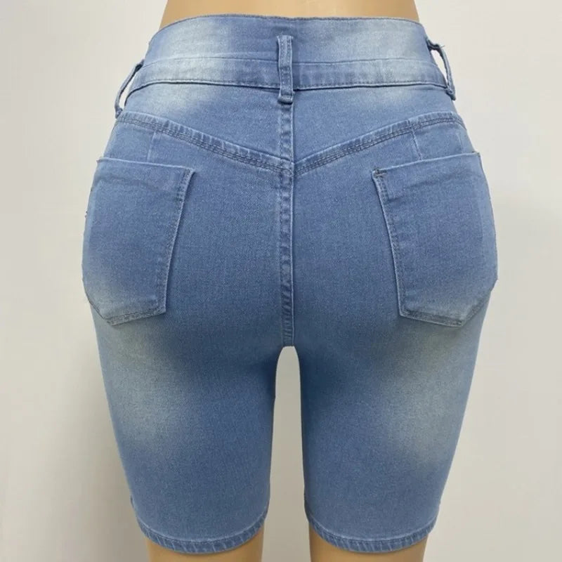 Short en Jean Femme – Taille Haute, Effet Push-Up, Tissu Élastique, Coupe Slim Déchirée, Look Mode & Féminin🚚 Livraison rapide en 8 à 12 jours ouvrés depuis la France FelizShop